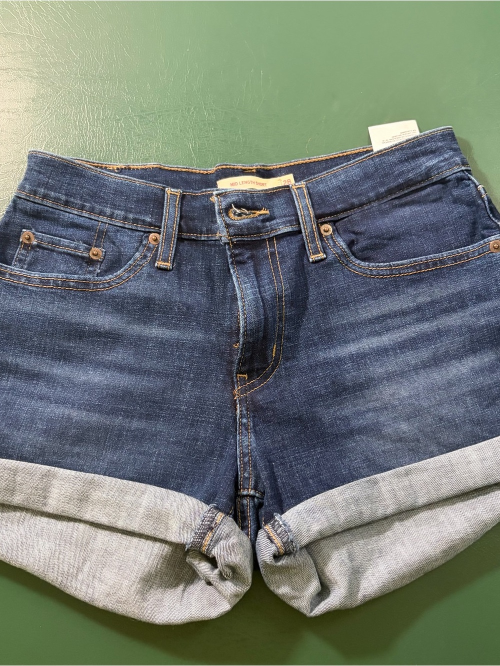 Levi's Dark Blue Denim Rolled Cuff Jean Shorts